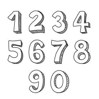 black line arabic numerals vector