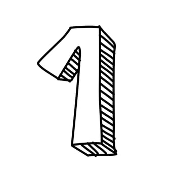 black line arabic number one vector