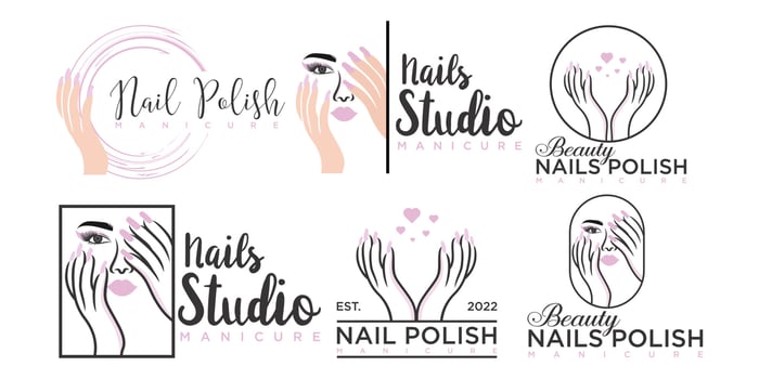 Beauty women and nails icon set logo design vector