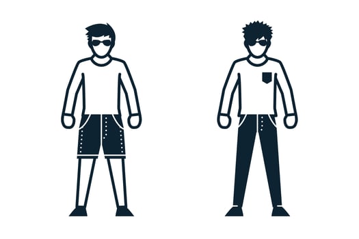 People, Man, Fashion, Clothing icons with White Background vector