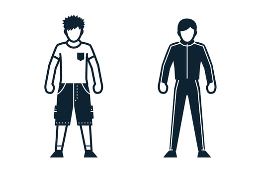 People, Man, Fashion, Clothing icons with White Background vector