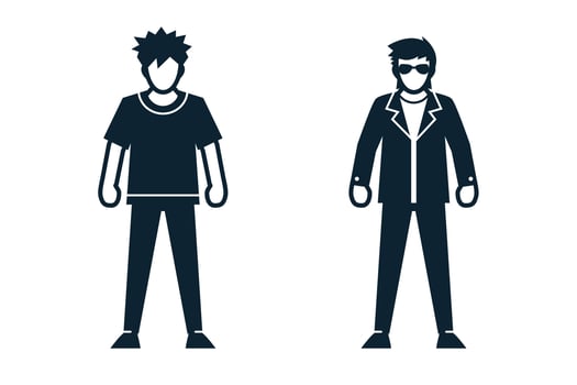 People, Man, Fashion, Clothing icons with White Background vector