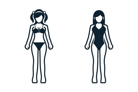 People, Women, Fashion, Clothing icons with White Background vector