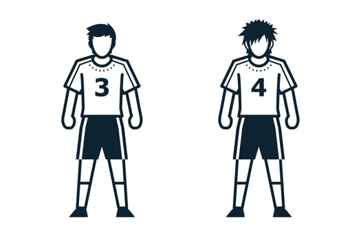 Soccer Player, People and Clothing icons with White Background vector