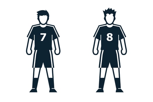 Soccer Player, People and Clothing icons with White Background vector