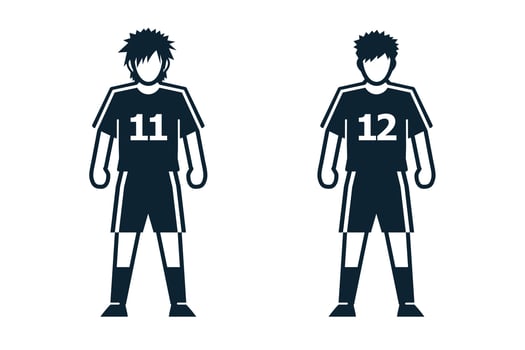Soccer Player, People and Clothing icons with White Background vector