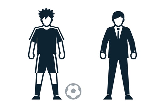 Soccer Player, People and Clothing icons with White Background vector