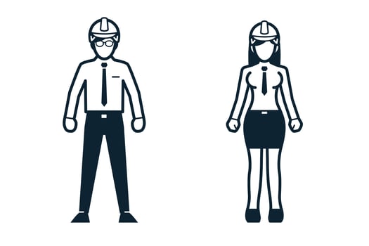 Engineer, Uniform and People icons vector