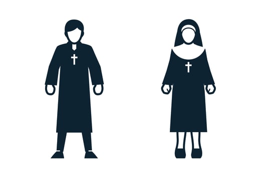 Priest, Nun, Uniform and People icons vector
