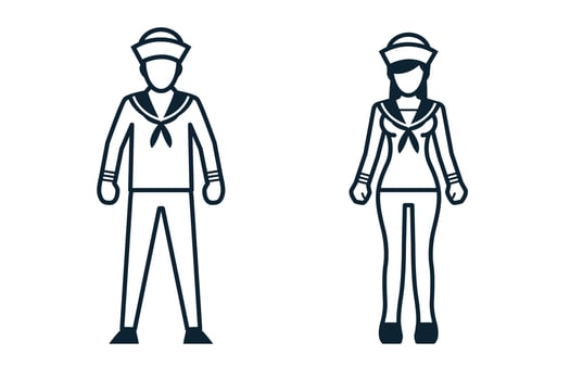 Navy sailors, Navy army, Uniform and People icons vector