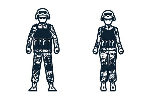 Soldier, Army, Uniform and People icons vector