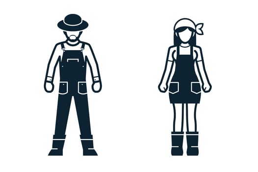 Farmer, Gardener, Uniform and People icons vector