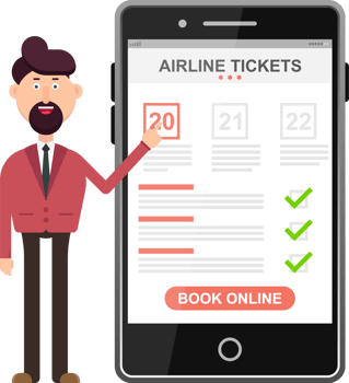 Book your flight online concept vector illustration png