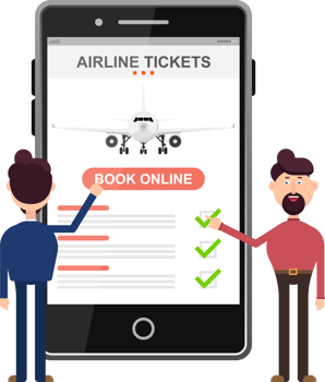 Book your flight online concept vector illustration png