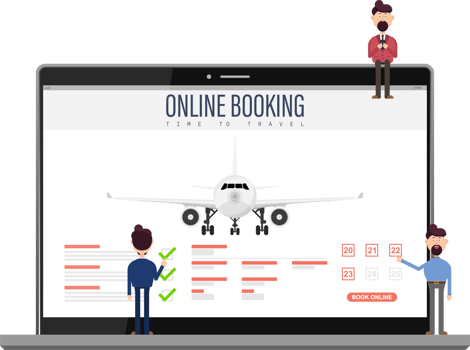 Book your flight online concept vector illustration png