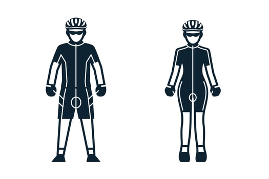 Cyclist, Sport Player, People and Clothing icons with White Background vector