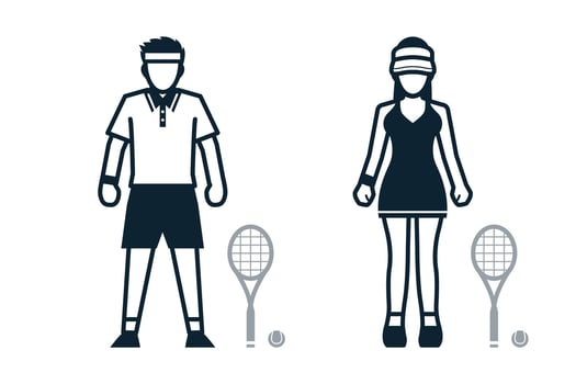 Tennis, Sport Player, People and Clothing icons with White Background vector