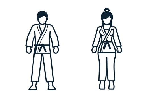 Karate, Sport Player, People and Clothing icons with White Background vector