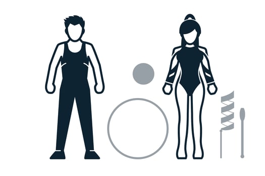Gymnast, Sport Player, People and Clothing icons with White Background vector