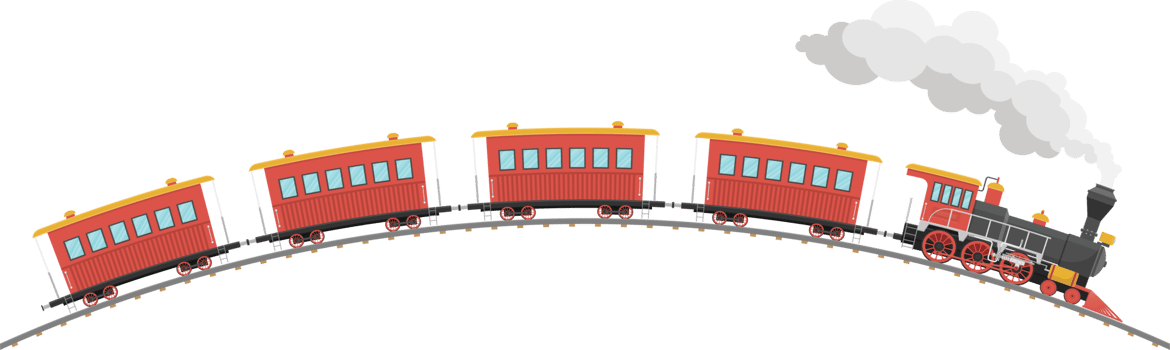 Vintage steam locomotive and wagons png