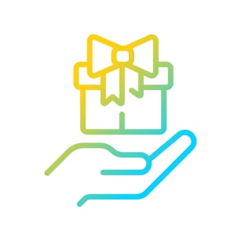 Free gift gradient linear vector icon. Attracting potential customers. Marketing tactic. Promotional products. Thin line color symbol. Modern style pictogram.
