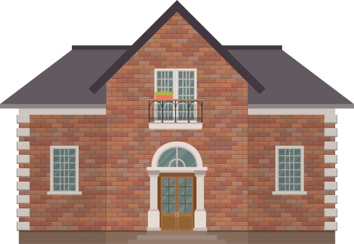 Brick house building vector illustration isolated on white background png