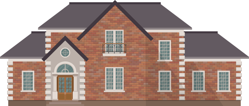 Brick house building vector illustration isolated on white background png
