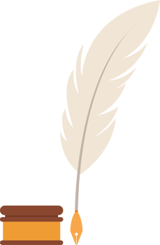 Law book with quill pen and inkwell vector illustration png
