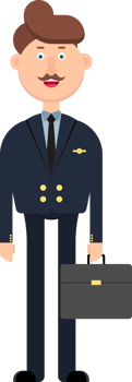 Plane pilot character vector illustration isolated on white png