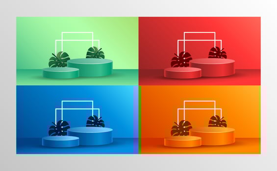Podium with tropical leaves shadow overlay illustration vector