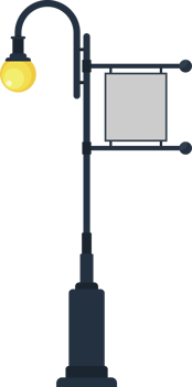 Vintage street lamp with sign for advertising vector illustration png