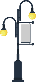 Vintage street lamp with sign for advertising vector illustration png