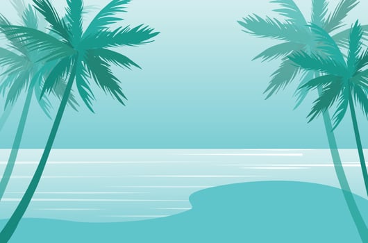 Beach and palm trees vector