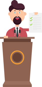 Businessman is speaking on podium png