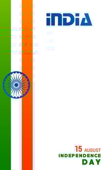 India independence Day, 15 of August text in saffron characters  with india elements and blue Ashok Wheel on color background vector