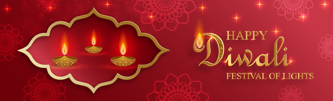 Diya lamp with fire lighting for Diwali, Deepavali or Dipavali, the Indian festival of lights on color background vector