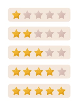 Feedback rating in the form of stars. Customers evaluate the product, service. The concept of assessing customer satisfaction. Icons on a white background. vector illustration