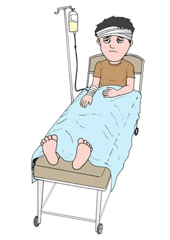 Young adult man resting at hospital bed vector