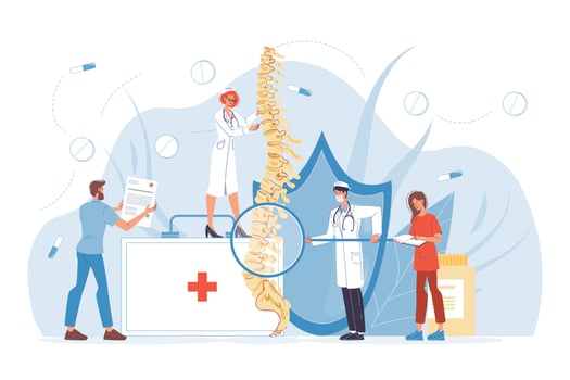 Backbone disease diagnostics, backache treatment vector
