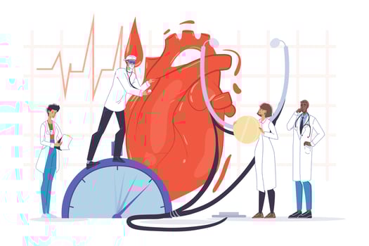 Doctor cardiologist team human heart examination vector