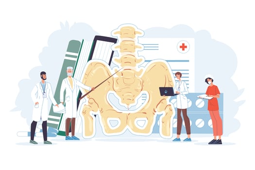 Doctor engaged in lower spine medical treatment vector