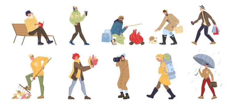 Flat cartoon characters set vector illustration concept