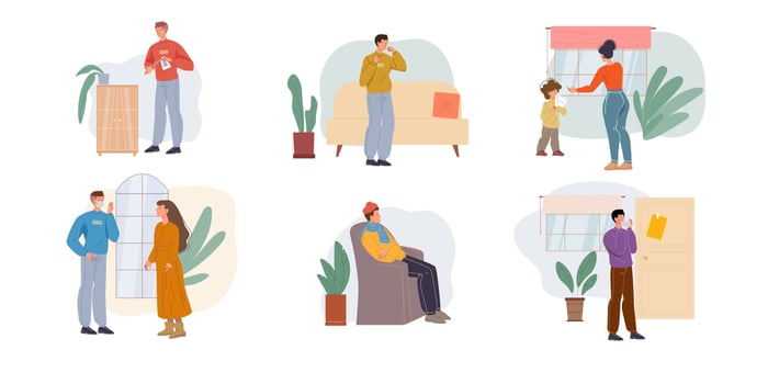 Flat cartoon patient characters vector illustration concept