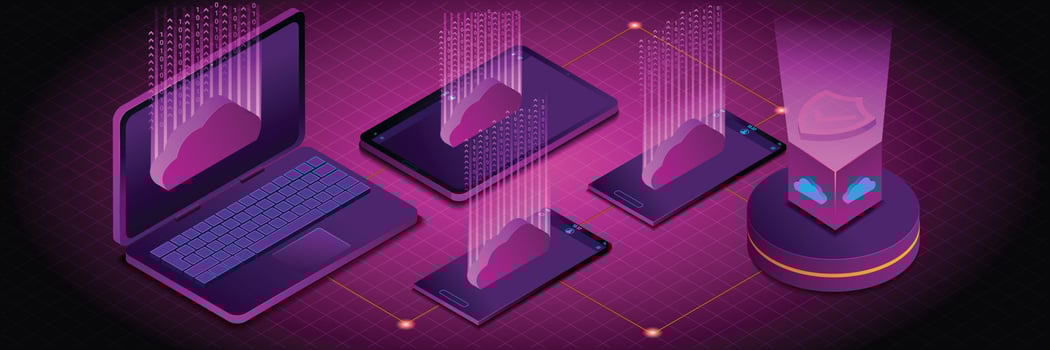 Banner of Isometric 3D illustration Cloud Technology Work.It's uplosd data to cloud computing vector