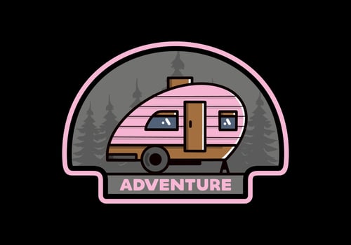 Teardrop camper vintage illustration design vector