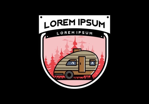 Teardrop camper vintage illustration design vector