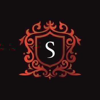 Gold badge initial letter s luxury calligraphic vector