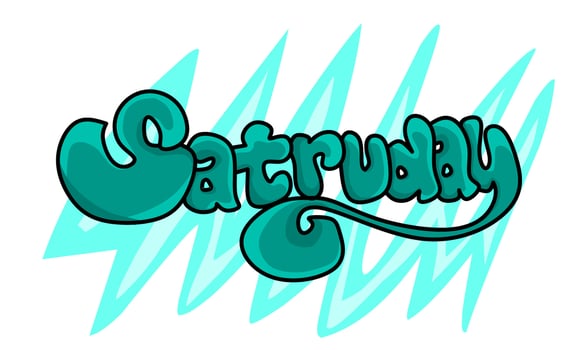 Graffiti image of Saturday's name is green and the background is white vector