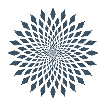 Abstract circular swirl of rhombuses. Sunflower core. vector