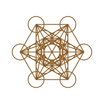Cube of Metatron Sacred geometry. Overlapping circles grid vector
